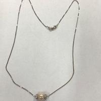 Catenina oro bianco 18kt ciondolo perla brillanti