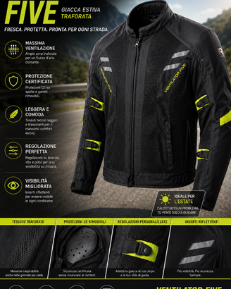 Giacca moto estiva traforata WTR Ventilator Five X