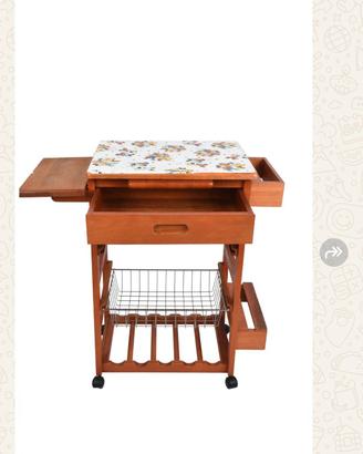carrello cucina in legno con ruote.