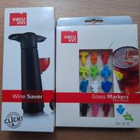 Wine Saver + 12 segnabicchieri divertenti VACU VIN