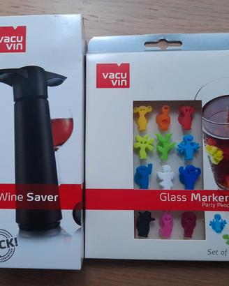 Wine Saver + 12 segnabicchieri divertenti VACU VIN