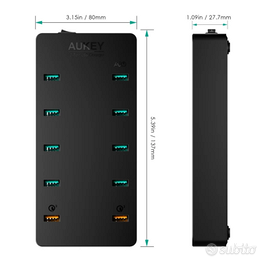 Aukey caricabatterie 70w 10 porte usb