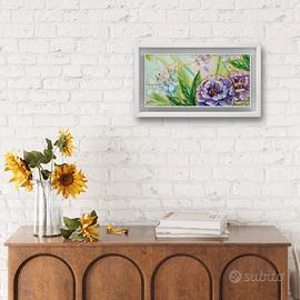 Mini tela dipinta a mano, piccolo dipinto di fiori