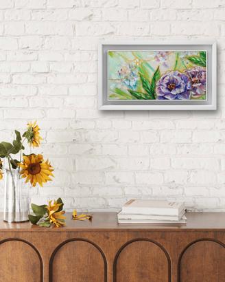 Mini tela dipinta a mano, piccolo dipinto di fiori