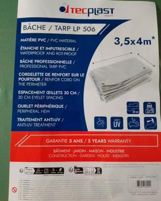 TELO IN PVC IDROREPELLENTE CON ANELLI 3.5X4 METRI