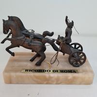 STATUETTA BIGA ROMANA RAME MARMO - Ricordo di Roma