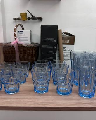 Set 18 bicchieri in vetro blu – 3 misure