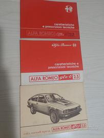 Libretti originali Alfa  GTV6 2.5 e Alfa 6 2.5