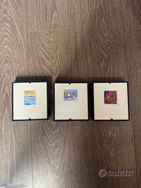 Set Tre Quadri Acquarelli Vintage Mare