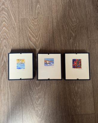 Set Tre Quadri Acquarelli Vintage Mare