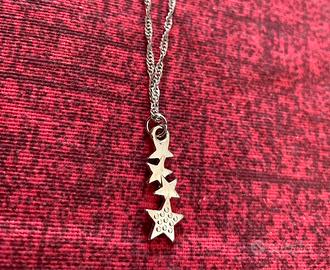 Collana acciaio con charms stelle filo intrecciato