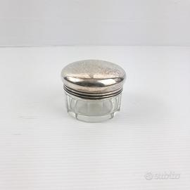 Vasetto vintage toilette vetro con tappo argento