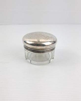 Vasetto vintage toilette vetro con tappo argento