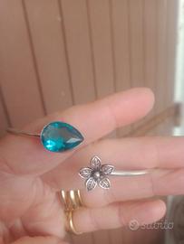 Bracciale in argento 925 con vera acquamarina