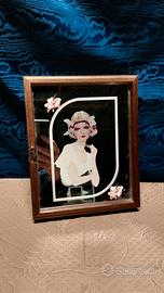 Quadretto appendichiavi specchiato stile liberty 