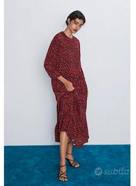 Vestito lungo leopardato rosso Zara