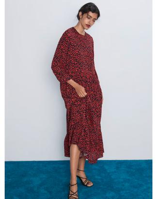 Vestito lungo leopardato rosso Zara