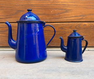 Lotto teiera lattiera caffettiera metallo smaltato