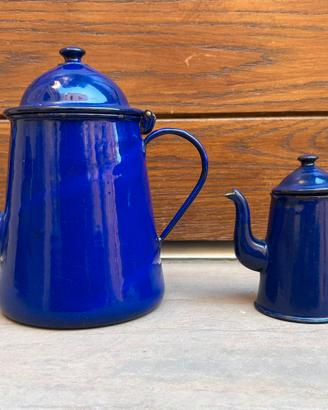 Lotto teiera lattiera caffettiera metallo smaltato