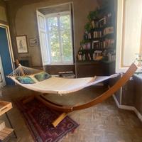 Amaca matrimoniale in legno e tessuto