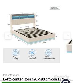 Letto contenitore 140 x 190