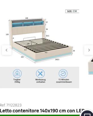 Letto contenitore 140 x 190