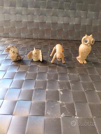 Artigianato in Legno: Set 4 Soprammobili Animali