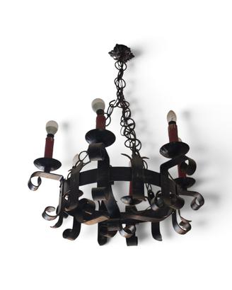 Lampadario in ferro battuto  anni 70
