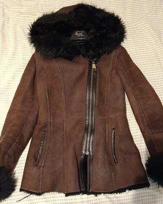 Cappotto in Vera Pelle e Montone con Cappuccio