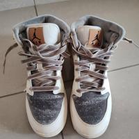 Air Jordan 1 Mid kids bianche grigie