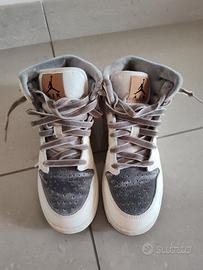 Air Jordan 1 Mid kids bianche grigie