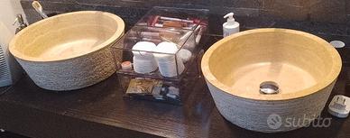 LAVABO DA APPOGGIO IN TRAVERTINO