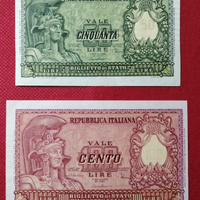 Coppia 50 e 100 lire ITALIA ELMATA QFDS-FDS