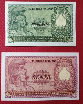 Coppia 50 e 100 lire ITALIA ELMATA QFDS-FDS