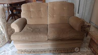Divano 2 Posti Vintage Beige Velluto 
