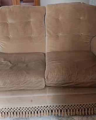 Divano 2 Posti Vintage Beige Velluto 