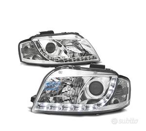 FARI AUDI A3 8P 03-08 LUCE DIURNA A LED FONDO CROM