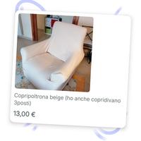 Copripoltrona beige (ho anche copridivano 3posti)
