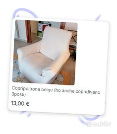 Copripoltrona beige (ho anche copridivano 3posti)