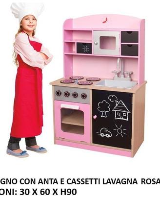 cucina in legno rosa