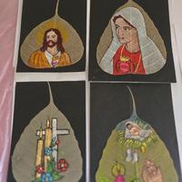 Opere religiose su foglie scheletriate