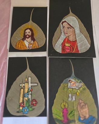 Opere religiose su foglie scheletriate