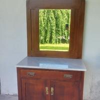 MOBILETTO D'EPOCA CON SPECCHIO E RIPIANO IN MARMO