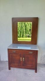 MOBILETTO D'EPOCA CON SPECCHIO E RIPIANO IN MARMO