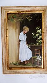 Olio su tela "FANCIULLA" di G. Aggugini