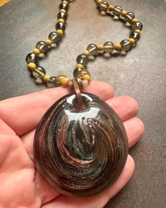 Collana ciondolo e perle vintage vetro di Murano