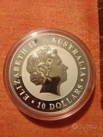 Moneta Kookaburra da 10 once argento 999
