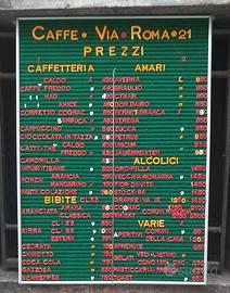 Listino prezzi BAR COMPLETO LIRE