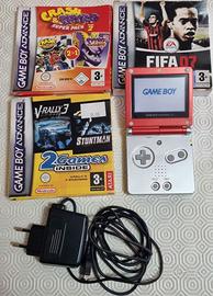 Game Boy Advance SP Mario Red ORIGINAL + 3 Giochi