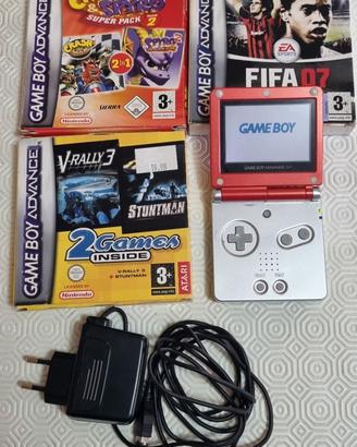 Game Boy Advance SP Mario Red ORIGINAL + 3 Giochi